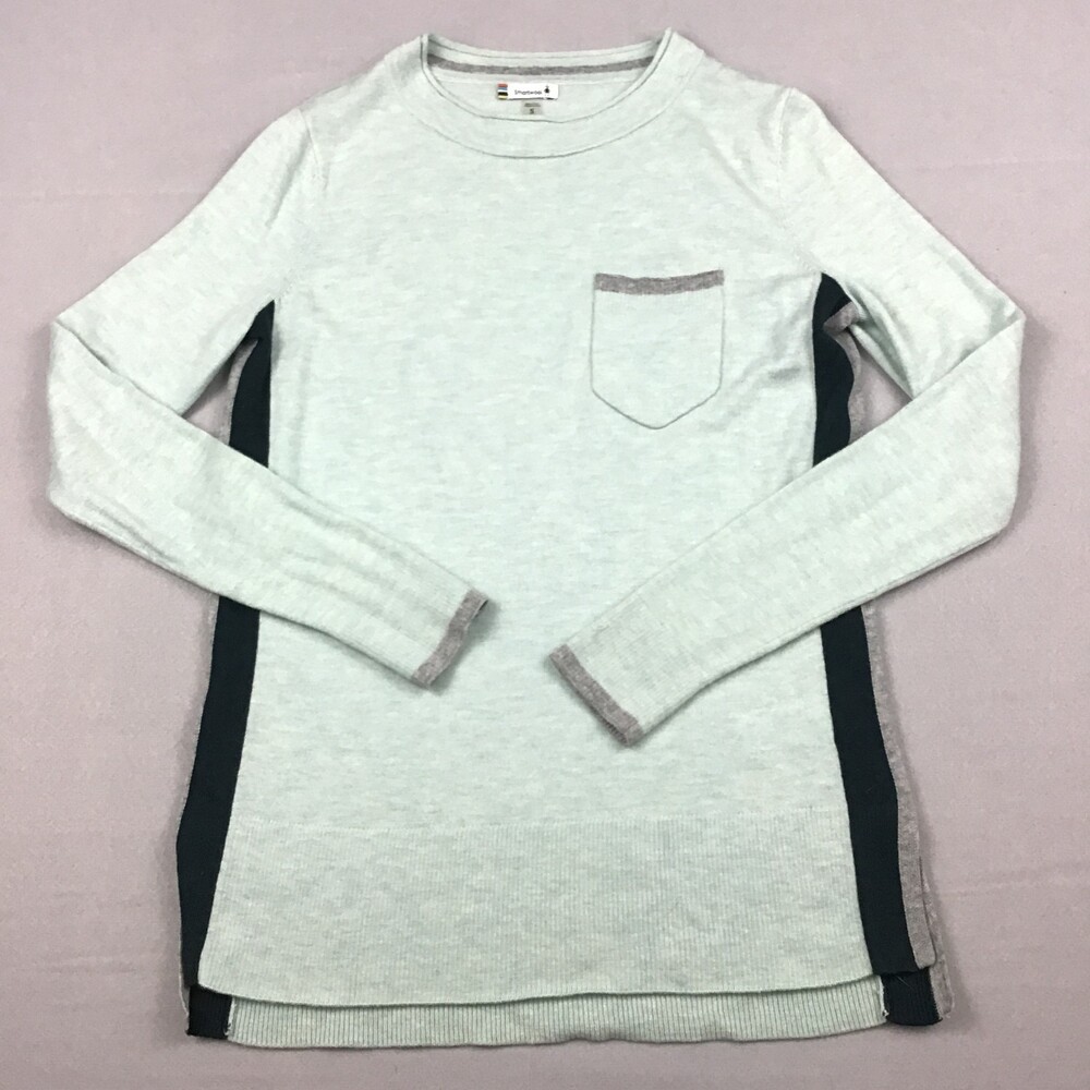 Smartwool Sweater Women Small Mint Green Colorblock Merino Wool Blend Pullover S